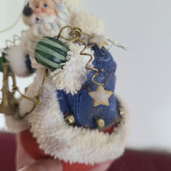 Vintage Fabric Mache Holiday Winter Christmas Ornaments Three Old World Santas - Picture 15 of 15